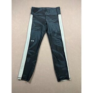 Under Armour Womens HeatGear Tropical Print Leggings Teal Green Medium Pocket